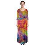 Colorful watercolors texture                                                      Quarter Sleeve Maxi Dress