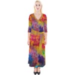 Colorful watercolors texture                                                    Quarter Sleeve Wrap Maxi Dress
