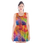 Colorful watercolors texture                                                    Scoop Neck Skater Dress