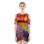 Colorful watercolors texture                                                    Women s Cutout Shoulder Dress