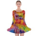 Colorful watercolors texture                                                    Long Sleeve Skater Dress
