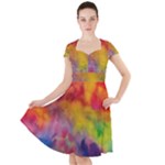 Colorful watercolors texture                                                    Cap Sleeve Midi Dress