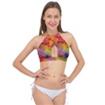 Colorful watercolors texture                                                  Cross Front Halter Bikini Top