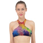 Colorful watercolors texture                                                   High Neck Bikini Top