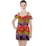 Colorful watercolors texture                                                   Ruffle Cut Out Chiffon Playsuit