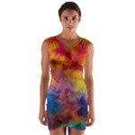 Colorful watercolors texture                                                       Wrap Front Bodycon Dress