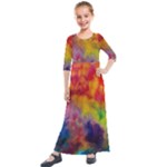 Colorful watercolors texture                                                   Kids  Quarter Sleeve Maxi Dress