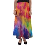 Colorful watercolors texture                                                  Flared Maxi Skirt