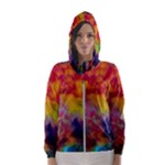Colorful watercolors texture                                                    Hooded Wind Breaker (Women)