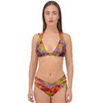 Colorful watercolors texture                                                    Double Strap Halter Bikini Set