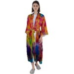 Colorful watercolors texture                                               Maxi Satin Kimono