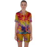 Colorful watercolors texture                                                 Satin Short Sleeve Pyjamas Set