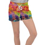 Colorful watercolors texture                                                 Women s Velour Lounge Shorts