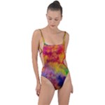 Colorful watercolors texture                                                    Tie Strap One Piece Swimsuit