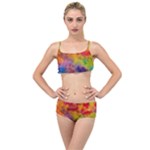 Colorful watercolors texture                                                  Layered Top Bikini Set