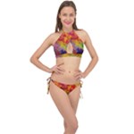 Colorful watercolors texture                                                    Cross Front Halter Bikini Set