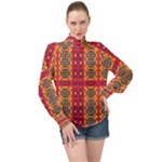 Shapes in retro colors2                                                         High Neck Long Sleeve Chiffon Top