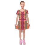 Shapes in retro colors2                                                               Kids  Short Sleeve Velvet Dress