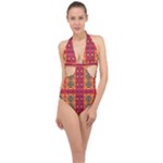 Shapes in retro colors2                                                           Halter Front Plunge Swimsuit