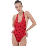 Funny Graphics Backless Halter One Piece Swimsuit