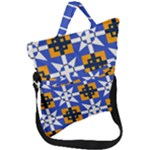 Shapes on a blue background                                                           Fold Over Handle Tote Bag