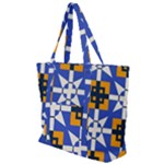 Shapes on a blue background                                                       Zip Up Canvas Bag