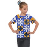 Shapes on a blue background                                                        Kids  Mesh Piece Tee
