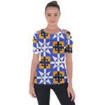 Shapes on a blue background                                                          Shoulder Cut Out Short Sleeve Top