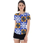 Shapes on a blue background                                                           Back Cut Out Sport Tee