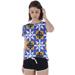 Shapes on a blue background                                                           Short Sleeve Foldover Tee