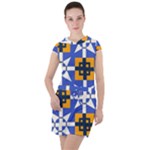 Shapes on a blue background                                                                          Drawstring Hooded Dress