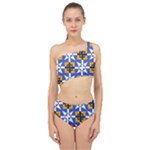 Shapes on a blue background                                                         Spliced Up Swimsuit
