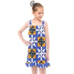 Shapes on a blue background                                                        Kids  Overall Dress