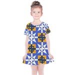 Shapes on a blue background                                                          Kids  Simple Cotton Dress