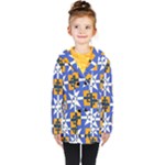 Shapes on a blue background                                                           Kids  Double Breasted Button Coat