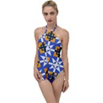 Shapes on a blue background                                                         Go with the Flow One Piece Swimsuit