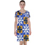 Shapes on a blue background                                                           Short Sleeve Nightdress