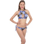 Shapes on a blue background                                                           Cross Front Halter Bikini Set