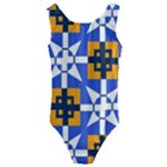 Shapes on a blue background                                                          Kids  Cut-Out Back One Piece Swimsuit