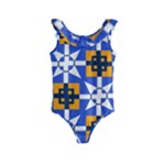 Shapes on a blue background                                                          Kids  Frill Swimsuit
