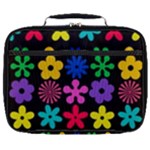 Colorful flowers on a black background pattern                                                            Full Print Lunch Bag