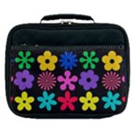 Colorful flowers on a black background pattern                                                            Lunch Bag