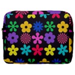 Colorful flowers on a black background pattern                                                            Make Up Pouch (Large)