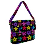 Colorful flowers on a black background pattern                                                         Buckle Messenger Bag