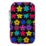 Colorful flowers on a black background pattern                                                         Waist Pouch (Large)