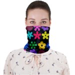 Colorful flowers on a black background pattern                                                        Face Covering Bandana (Adult)