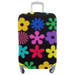 Colorful flowers on a black background pattern                                                        Luggage Cover (Medium)