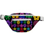 Colorful flowers on a black background pattern                                                        Fanny Pack