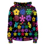 Colorful flowers on a black background pattern                                                        Men s Pullover Hoodie