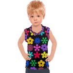 Colorful flowers on a black background pattern                                                          Kids  Mesh Tank Top